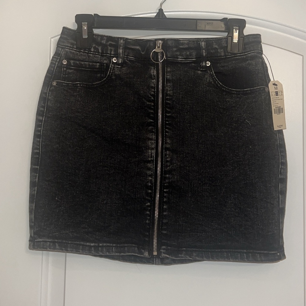 Black Wash Jeans Skirt